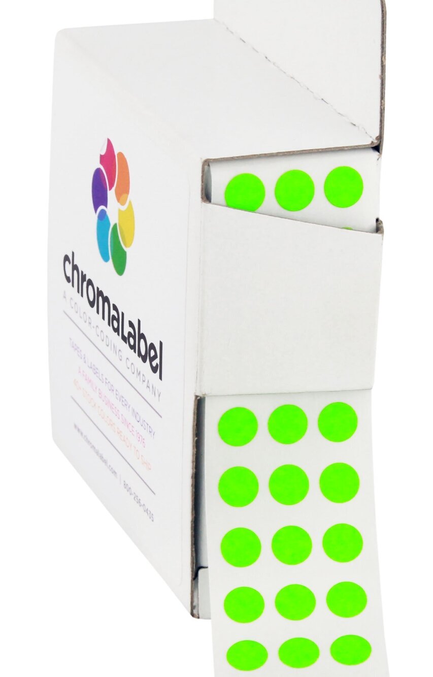 3379 1/4 Inch Circle Sticker Labels, High Visibility Colored Dot Stickers